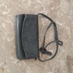 Grey clutch, shoulder bag.